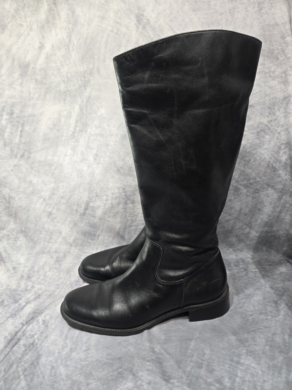 vintage Eddie Bauer women's black leather knee-high riding boots
